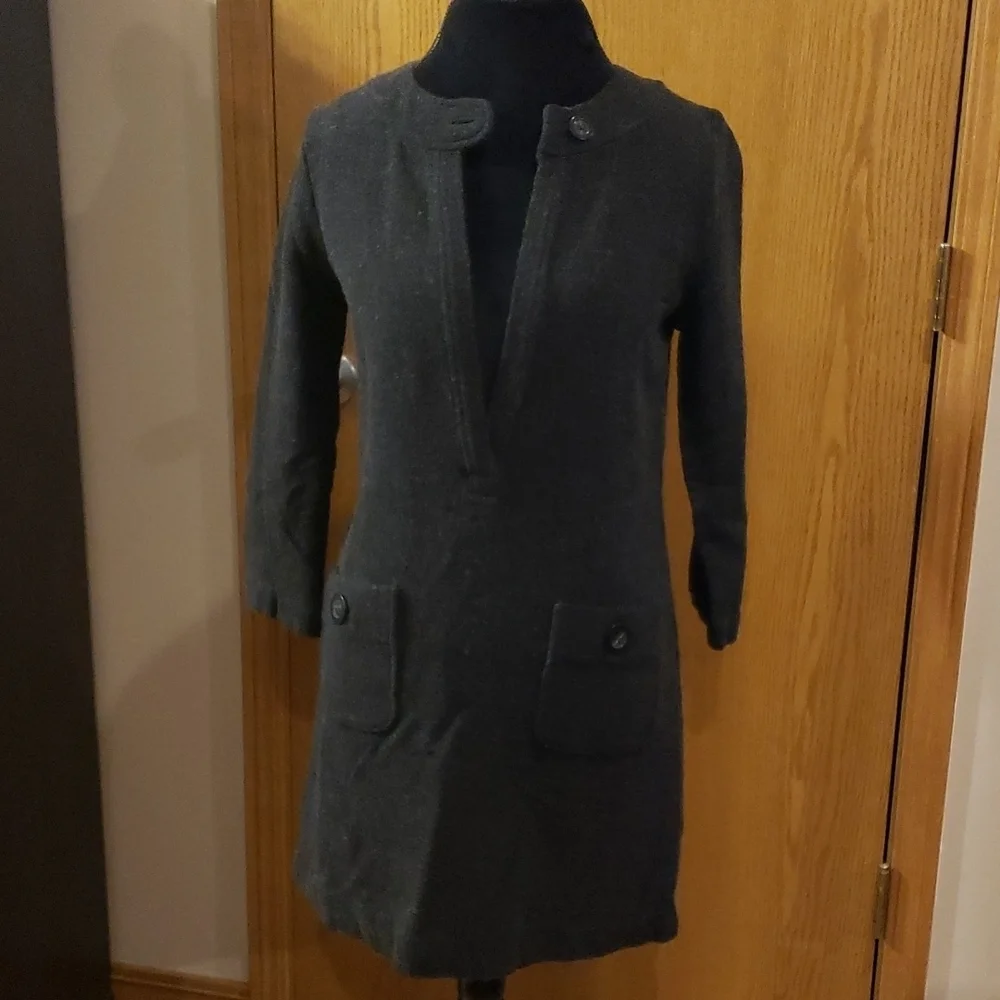 J crew wool blend 3/4 sleeve shift dress with pockets warm